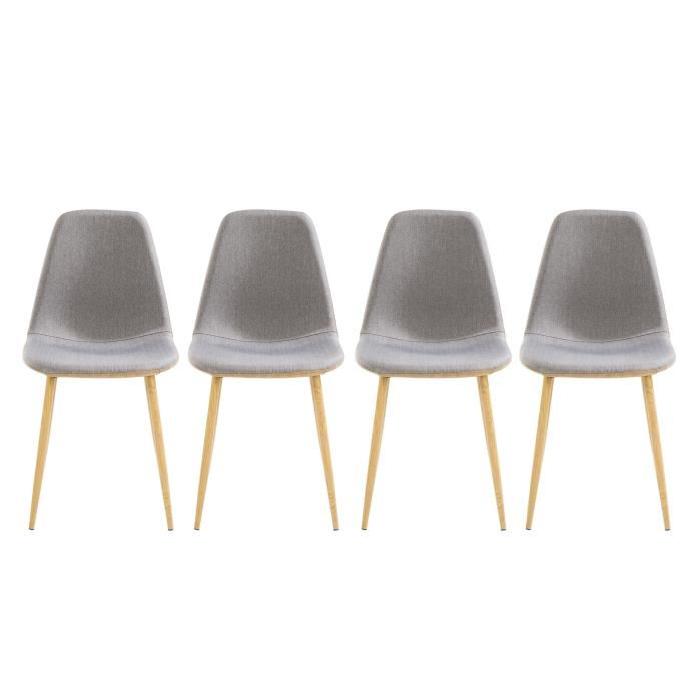 BJORK Lot de 4 Chaises - Simili Tissu - Marron et Gris