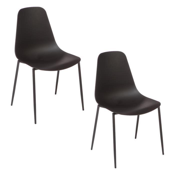 SURF Lot de 2 Chaises Noires en polypropylene