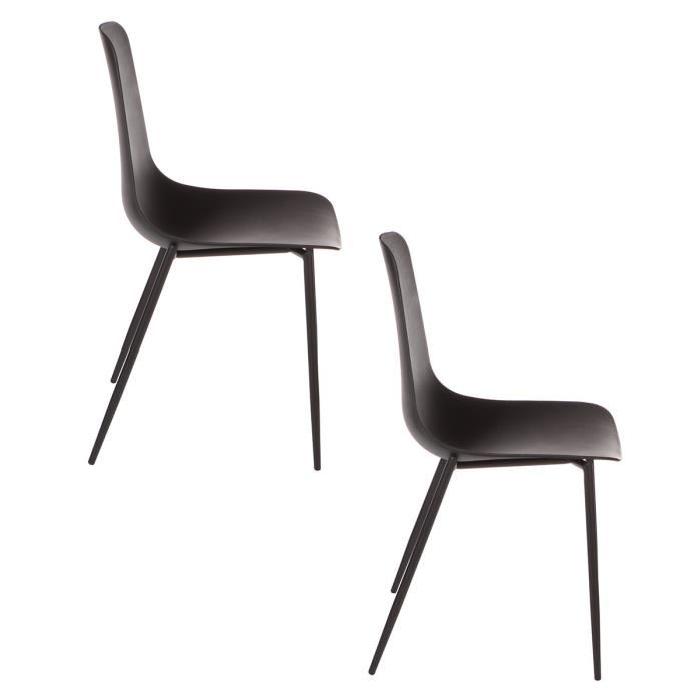 SURF Lot de 2 Chaises Noires en polypropylene