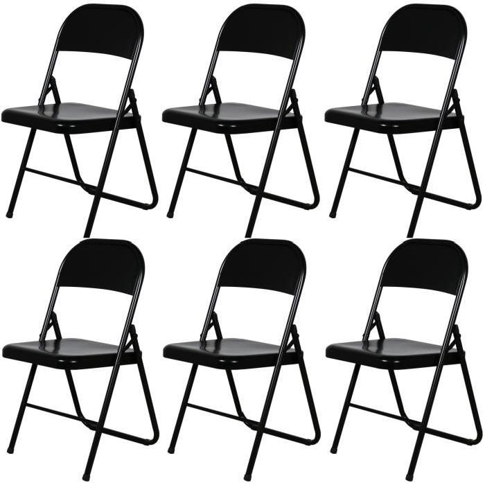 America Lot de 6 chaises pliantes - Noires