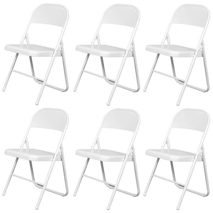 America Lot de 6 chaises pliantes - Blanches