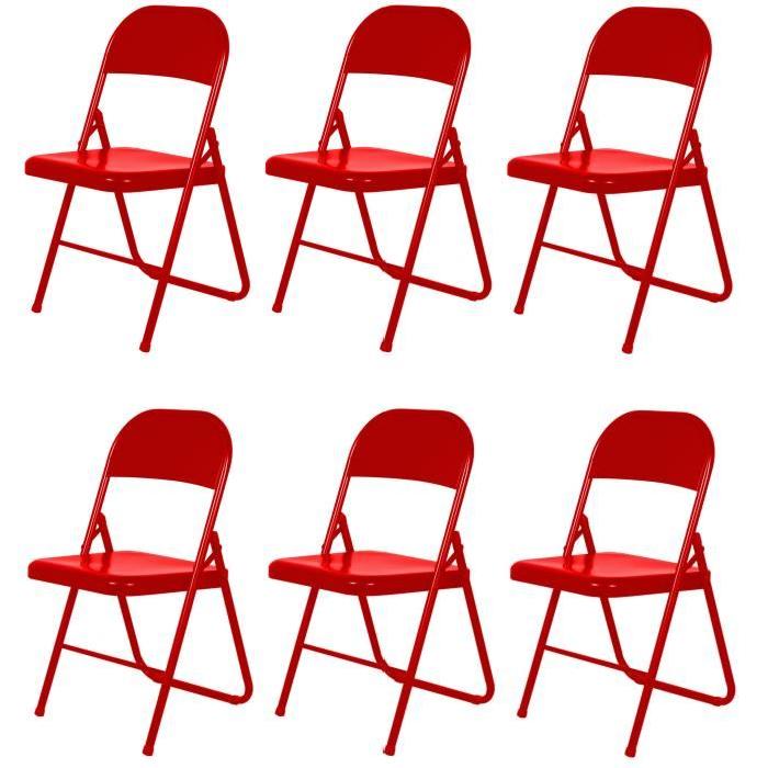 America Lot de 6 chaises pliantes - Rouges