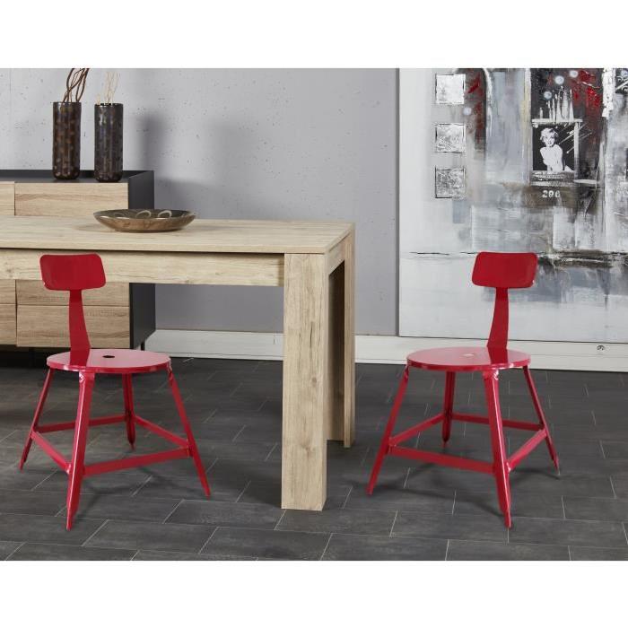 LOFT Lot de 2 chaises de salle a manger métal rouge - Style industriel - L 41 x P 41 cm