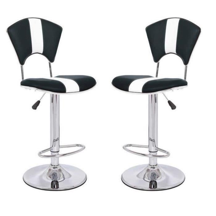 VIP Lot de 2 chaises hautes de bar Noire et Blanches