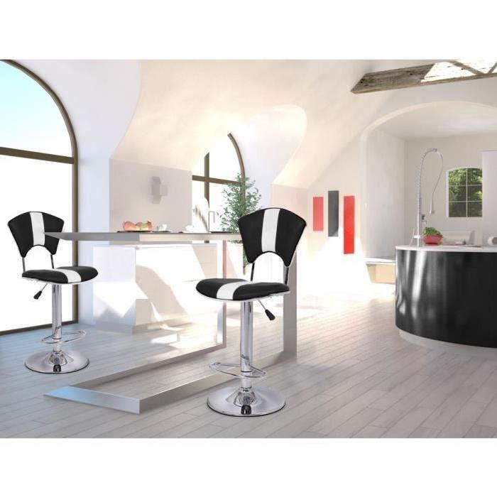 VIP Lot de 2 chaises hautes de bar Noire et Blanches