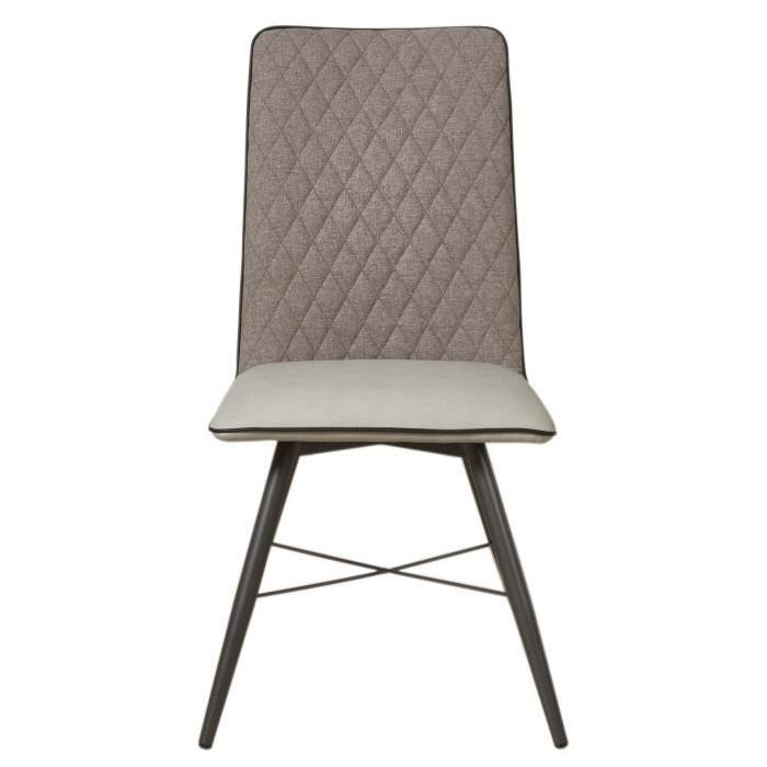 SHIMONE Lot de 2 chaises de salle a manger en métal - Simili et tissu - Gris - Contemporain - L 46 x P 44 cm