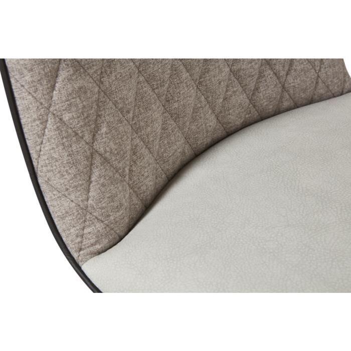 SHIMONE Lot de 2 chaises de salle a manger en métal - Simili et tissu - Gris - Contemporain - L 46 x P 44 cm