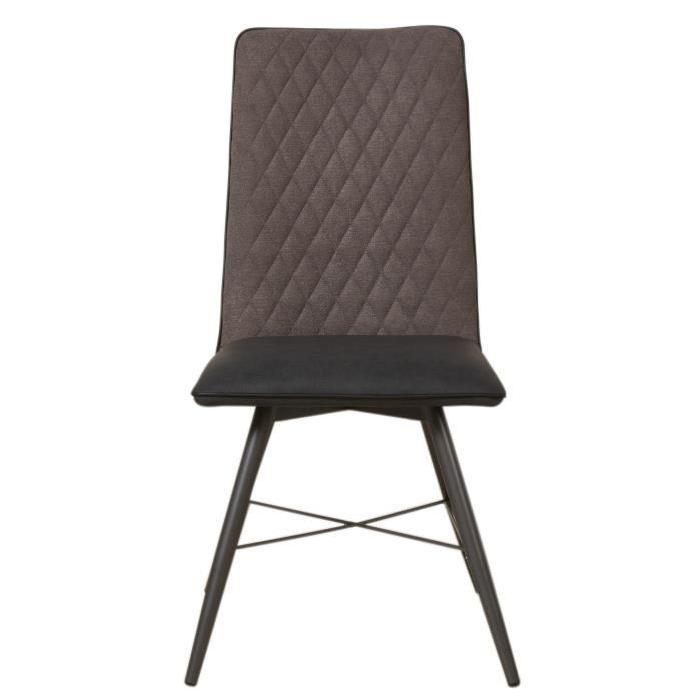 SHIMONE Lot de 2 chaises de salle a manger en métal - Simili et tissu - Noir - Contemporain - L 46 x P 44 cm