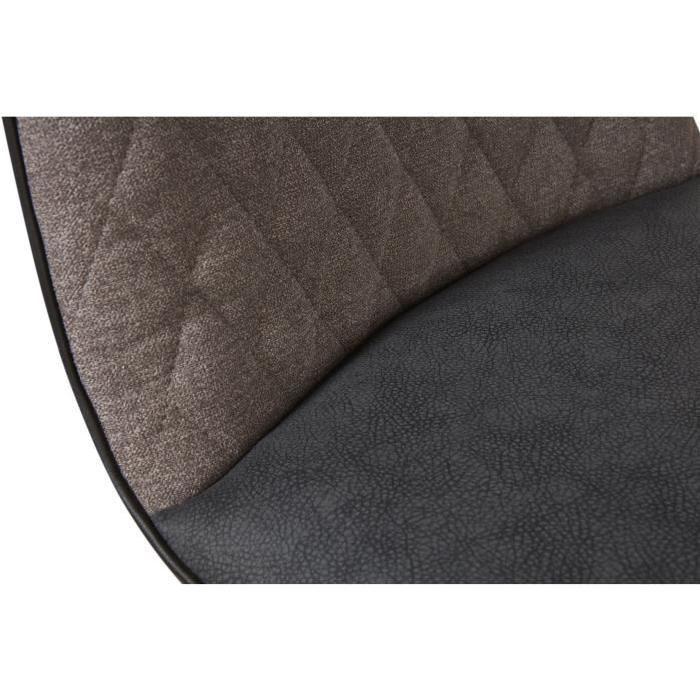 SHIMONE Lot de 2 chaises de salle a manger en métal - Simili et tissu - Noir - Contemporain - L 46 x P 44 cm