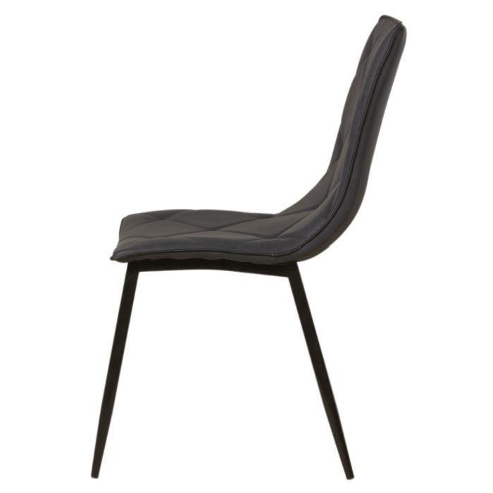 SHIMONE Lot de 2 chaises de salle a manger en métal - Simili et tissu - Noir - Contemporain - L 46 x P 44 cm