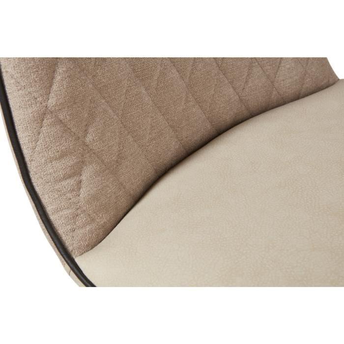 SHIMONE Lot de 2 chaises de salle a manger en métal - Simili et tissu - Taupe - Contemporain - L 46 x P 44 cm