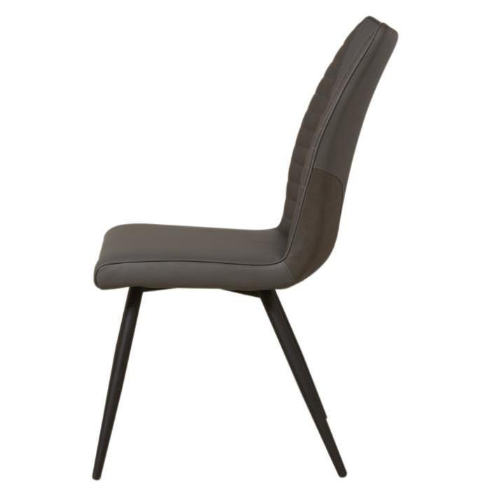 ROUVENE Lot de 2 chaises de salle a manger en métal - Simili et tissu - Gris - Contemporain - L 45 x P 43 cm