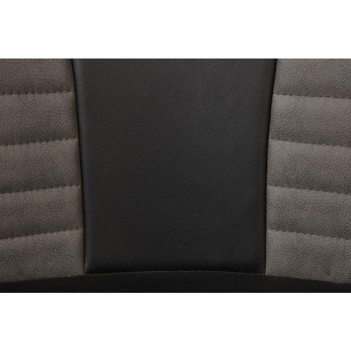 ROUVENE Lot de 2 chaises de salle a manger en métal - Simili et tissu - Noir et gris - Contemporain - L 45 x P 43 cm