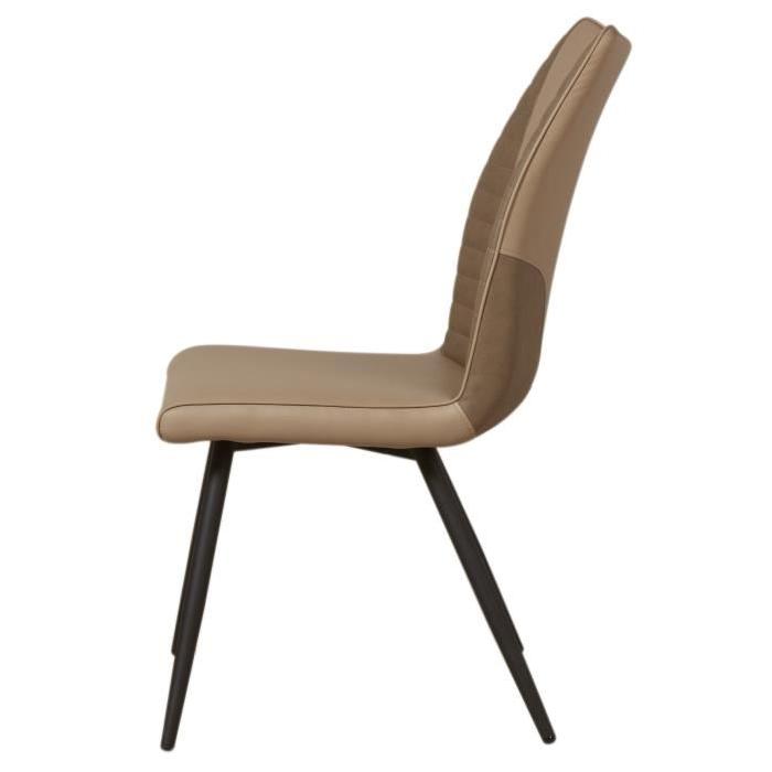 ROUVENE Lot de 2 chaises de salle a manger en métal - Simili et tissu - Taupe - Contemporain - L 45 x P 43 cm