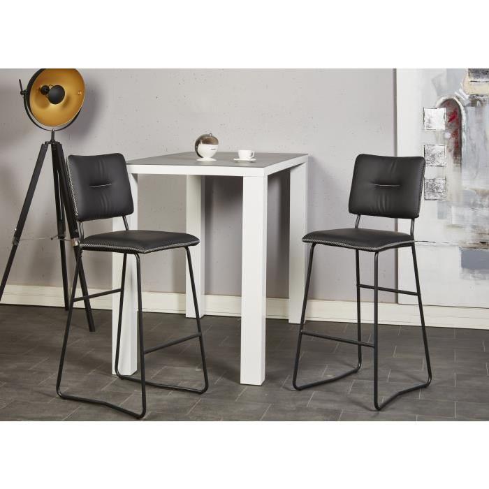 TOVA Lot de 2 tabourets de bar en métal - Simili - Noir - Contemporain - L 43 x P 41 cm