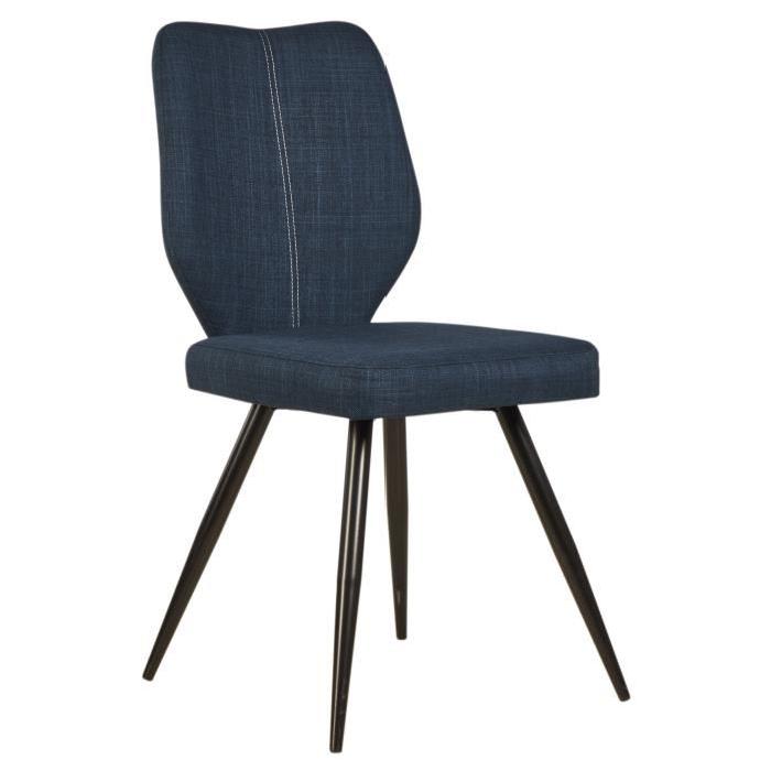 BARBARA Lot de 2 chaises de salle a manger 46 cm - Bleu