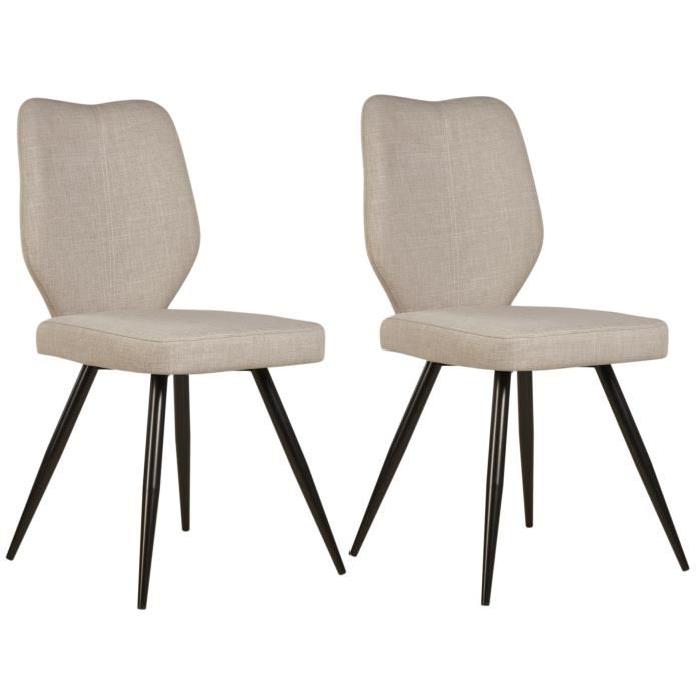 BARBARA Lot de 2 chaises de salle a manger 46 cm - Lin