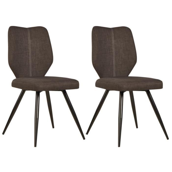 BARBARA Lot de 2 chaises de salle a manger 46 cm - Marron