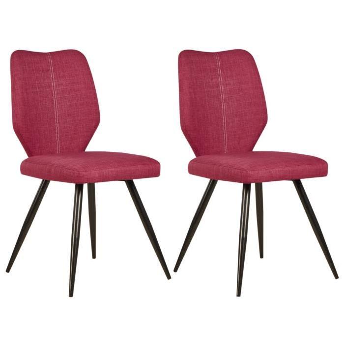 BARBARA Lot de 2 chaises de salle a manger 46 cm - Rose