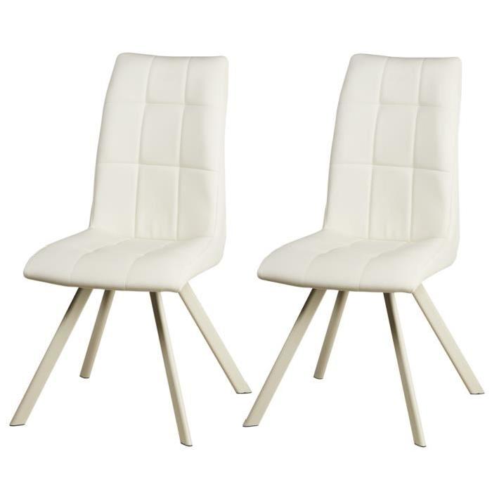 COCOON Lot de 2 chaises de salle a manger 44 cm - Blanc