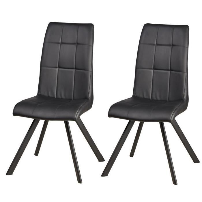 COCOON Lot de 2 chaises de salle a manger 44 cm - Noir