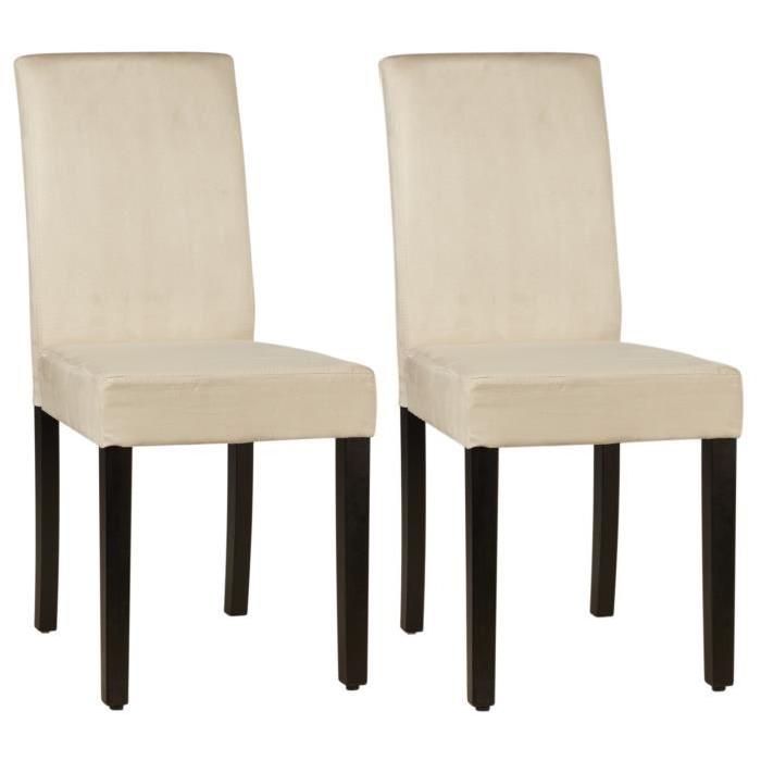 CLARA Lot de 2 chaises de salle a manger en tissu couleur sable