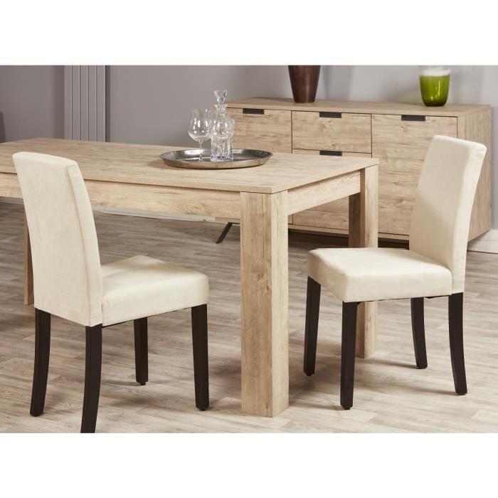 CLARA Lot de 2 chaises de salle a manger en tissu couleur sable