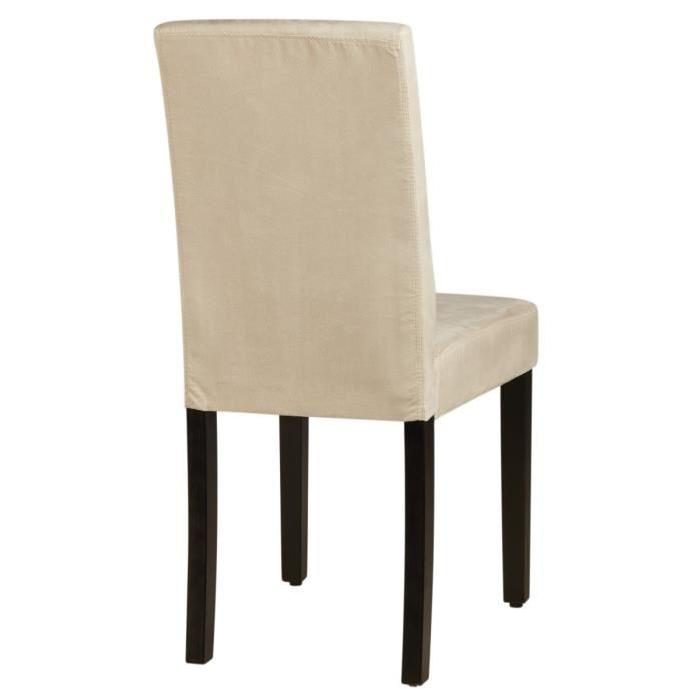 CLARA Lot de 2 chaises de salle a manger en tissu couleur sable