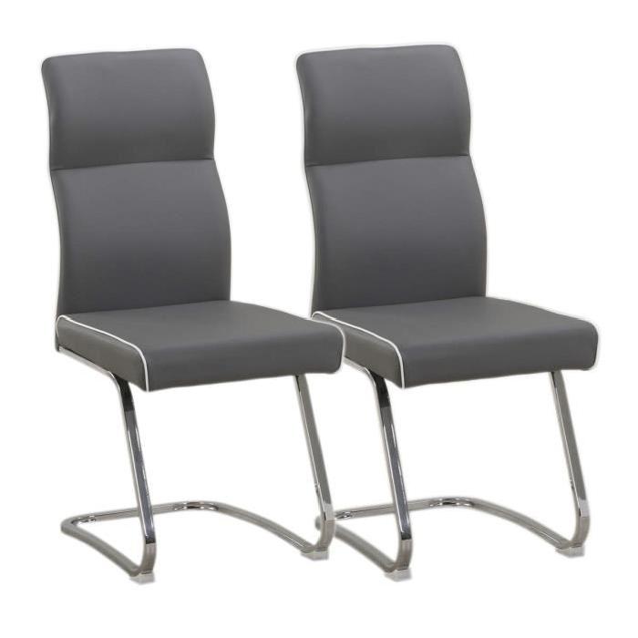 MADISON Lot de 2 chaises de salle a manger grises