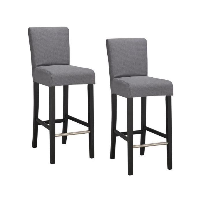 ELVIS Lot de 2 tabourets de bar en tissu Gris