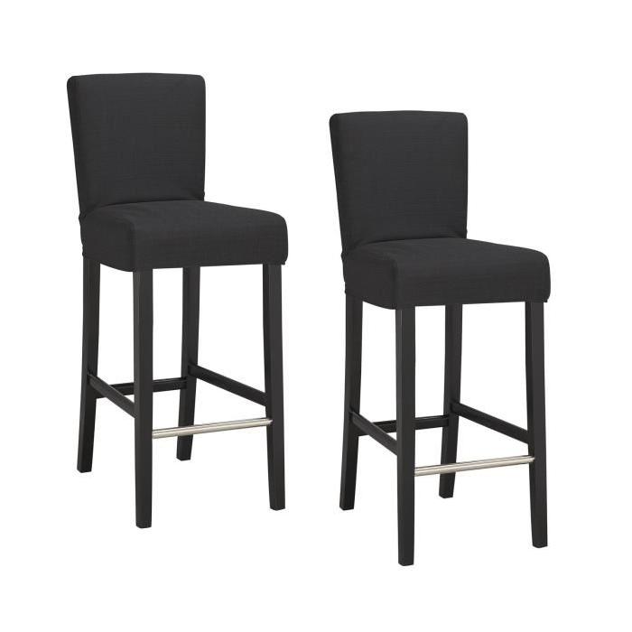 ELVIS Lot de 2 tabourets de bar en tissu Noir