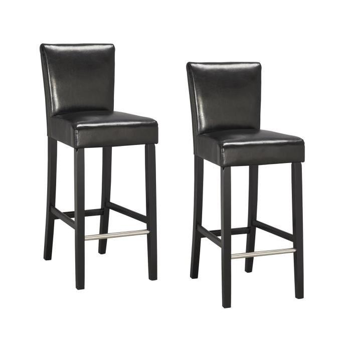 ELVIS Lot de 2 tabourets de bar en simili Noir