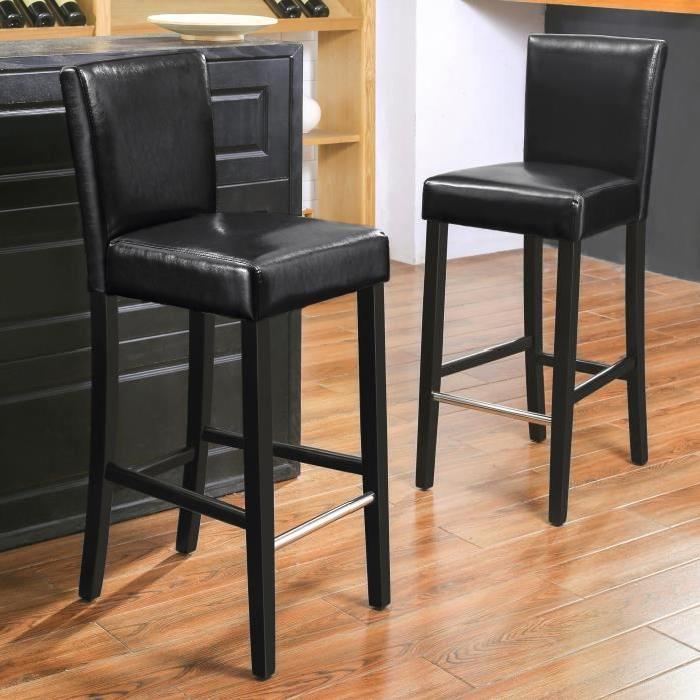 ELVIS Lot de 2 tabourets de bar en simili Noir