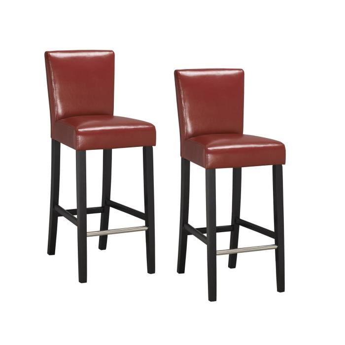 ELVIS Lot de 2 tabourets de bar en simili Rouge