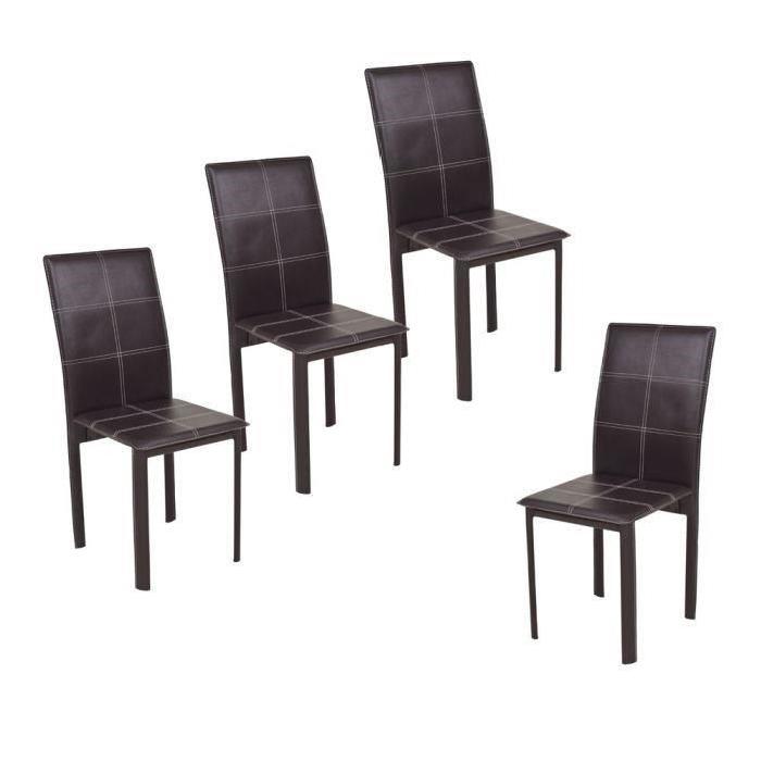 RUBY Lot de 4 Chaises de salle a manger en simili - Marron