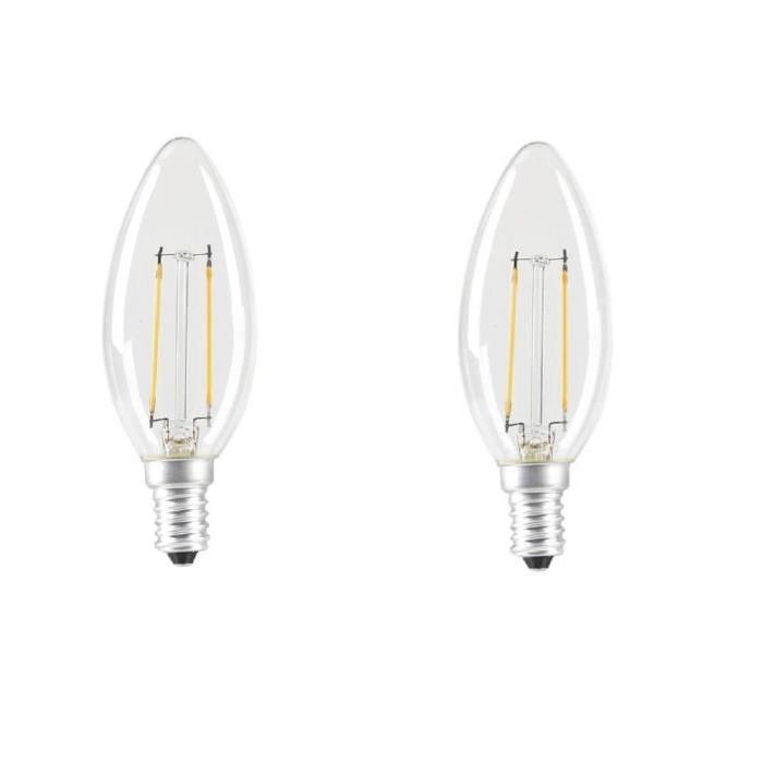 EXPERT LINE Lot  de 2 ampoules LED E14 SMD a filament 2 W équivalent a 24 W blanc chaud