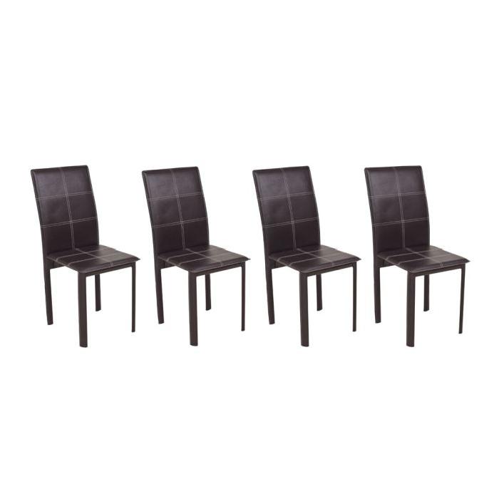 RUBY Lot de 4 Chaises de salle a manger en simili - Marron