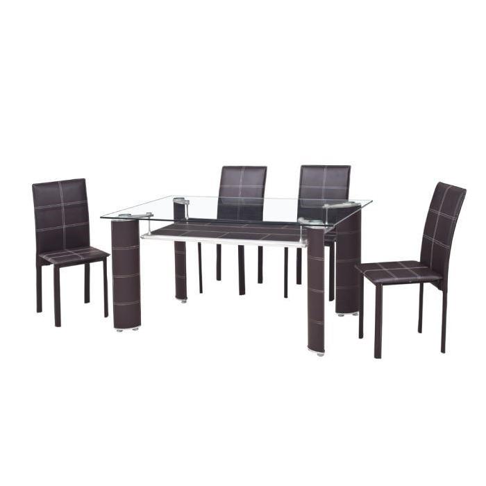 RUBY Lot de 4 Chaises de salle a manger en simili - Marron