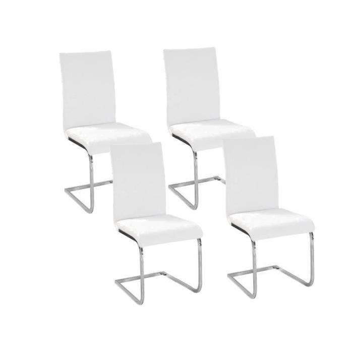 LEA Lot de 4 Chaises de salle a manger blanches