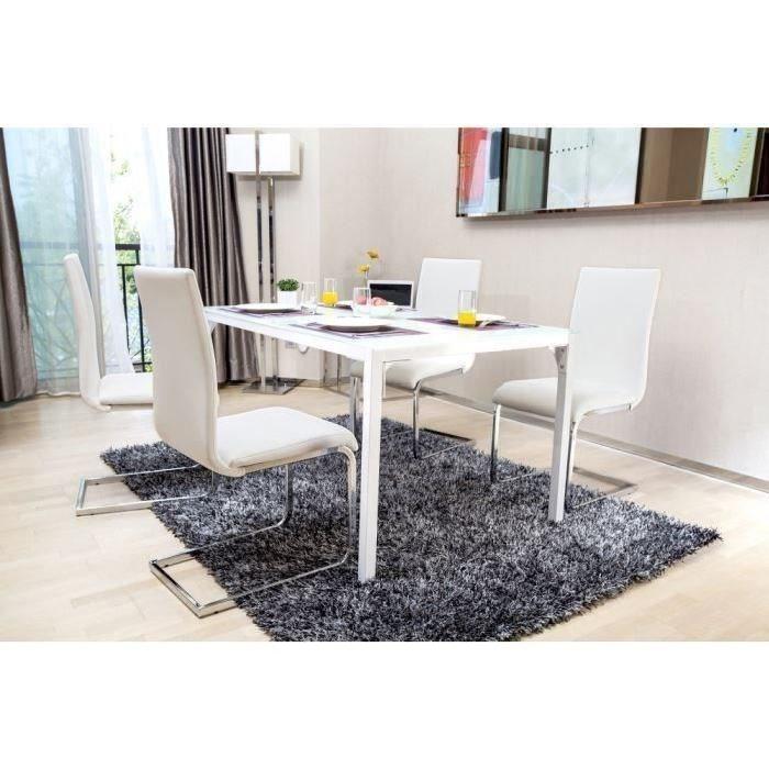 LEA Lot de 4 Chaises de salle a manger blanches