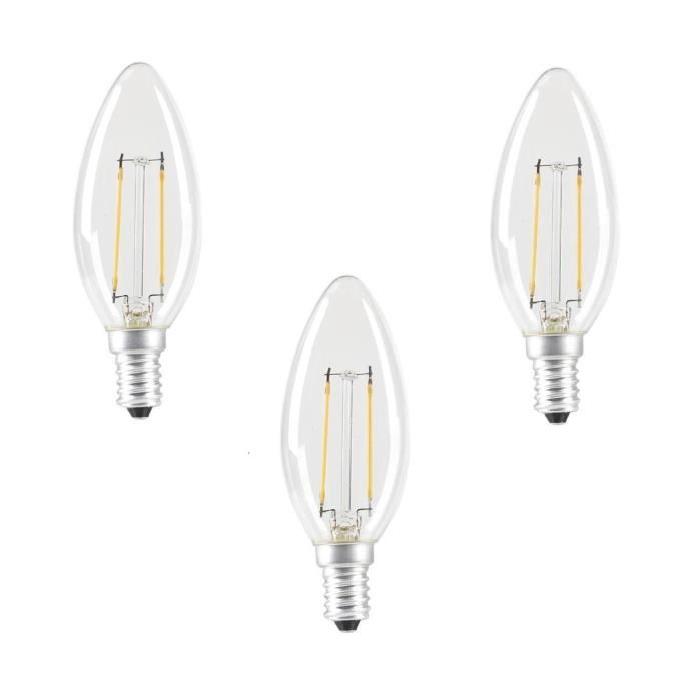 EXPERT LINE Lot  de 3 ampoules LED E14 SMD a filament 2 W équivalent a 24 W blanc chaud