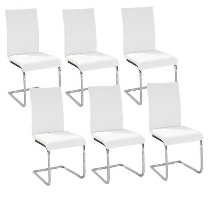 LEA Lot de 6 Chaises de salle a manger blanches