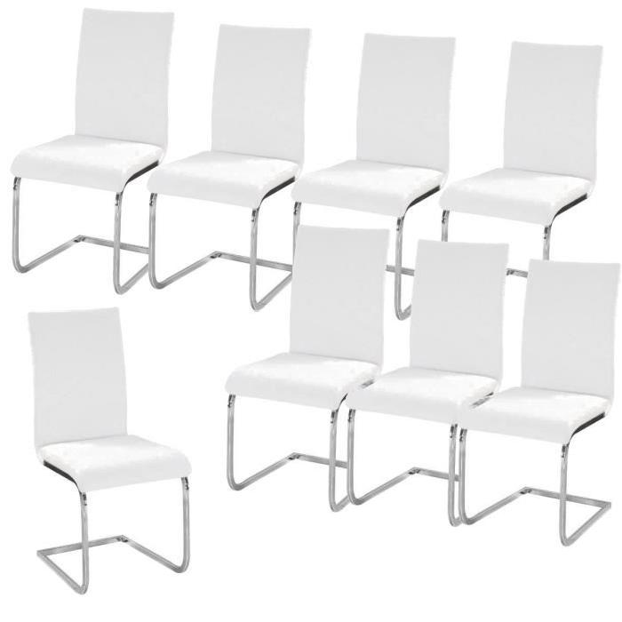 LEA Lot de 8 Chaises de salle a manger blanches