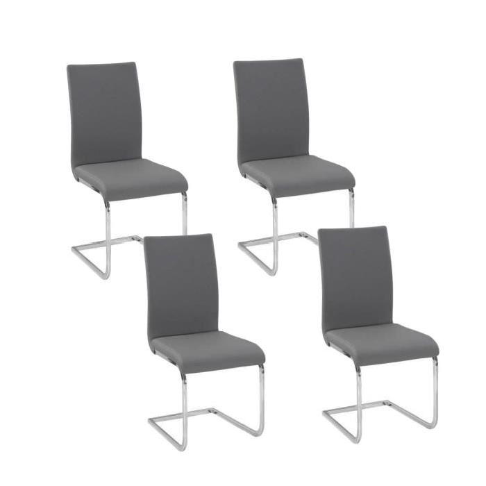 LEA Lot de 4 chaises de salle a manger grises