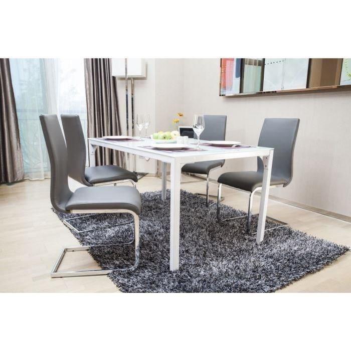 LEA Lot de 4 chaises de salle a manger grises