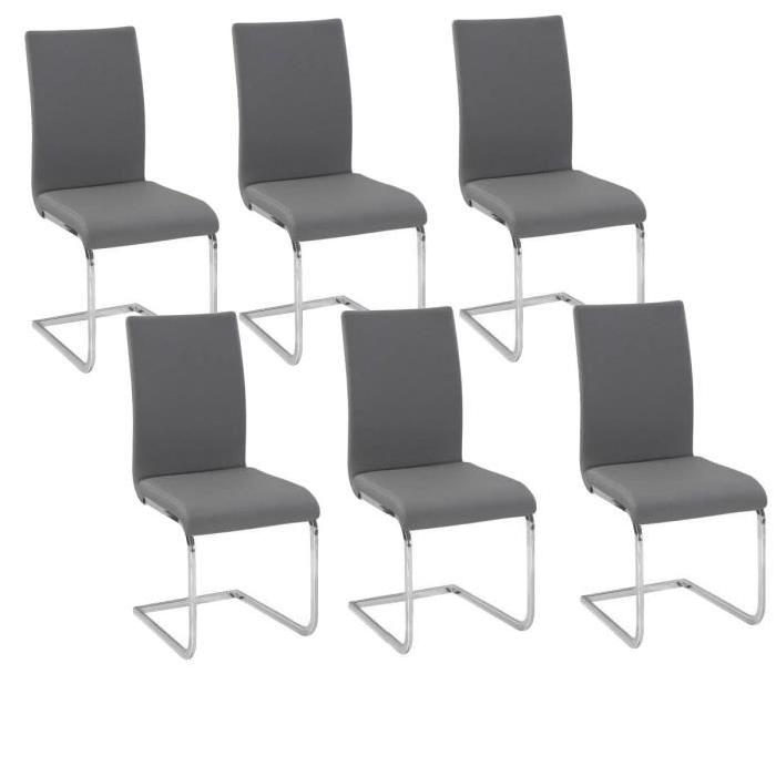 LEA Lot de 6 Chaises de salle a manger grises