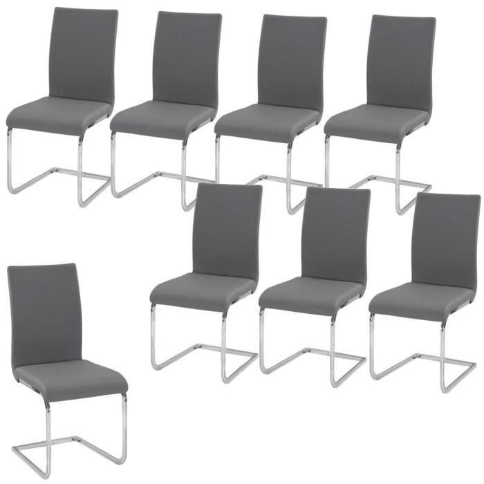 LEA Lot de 8 Chaises de salle a manger grises