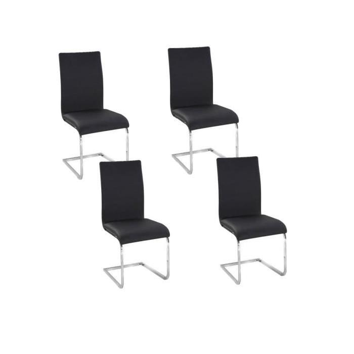 LEA Lot de 4 Chaises de salle a manger noires