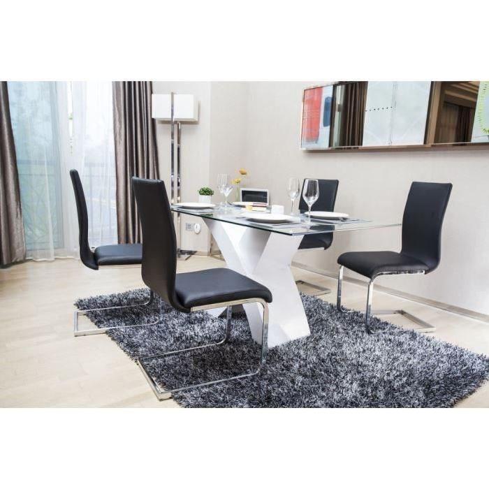 LEA Lot de 4 Chaises de salle a manger noires