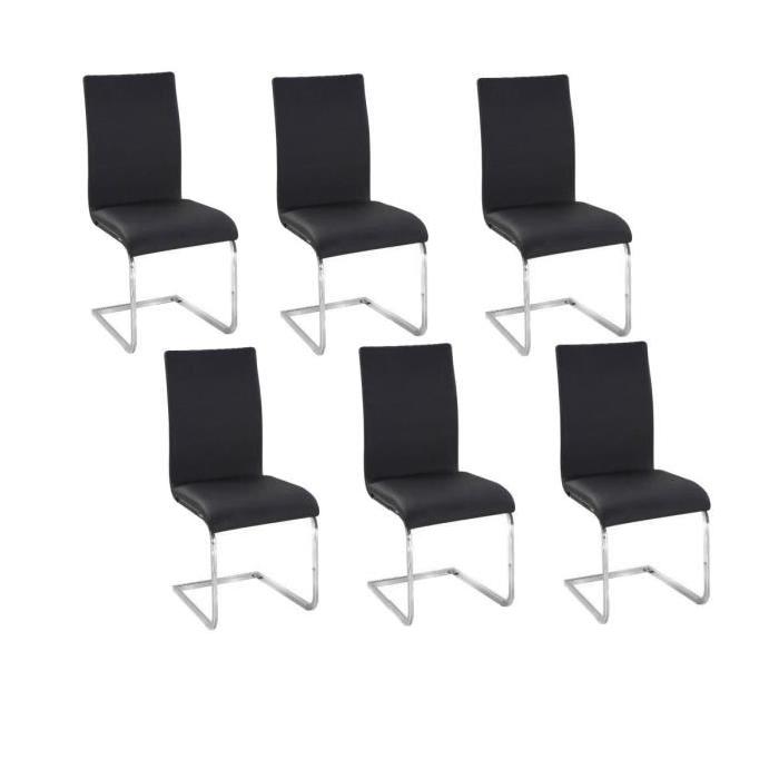 LEA Lot de 6 Chaises de salle a manger noires